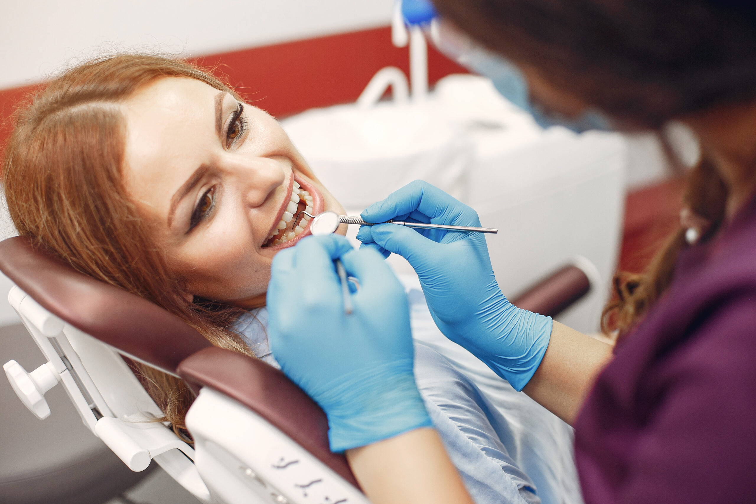 A woman receiving dental care